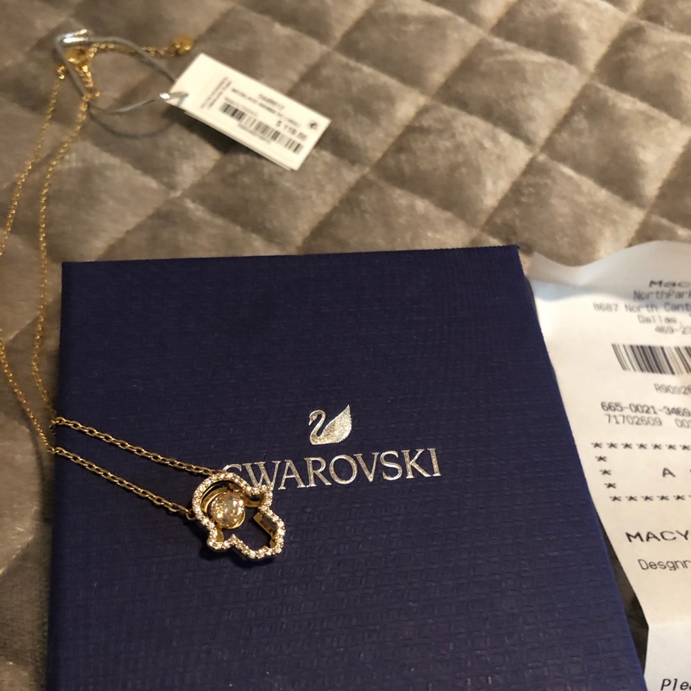 New Swarovski luckily hamsa gold necklace